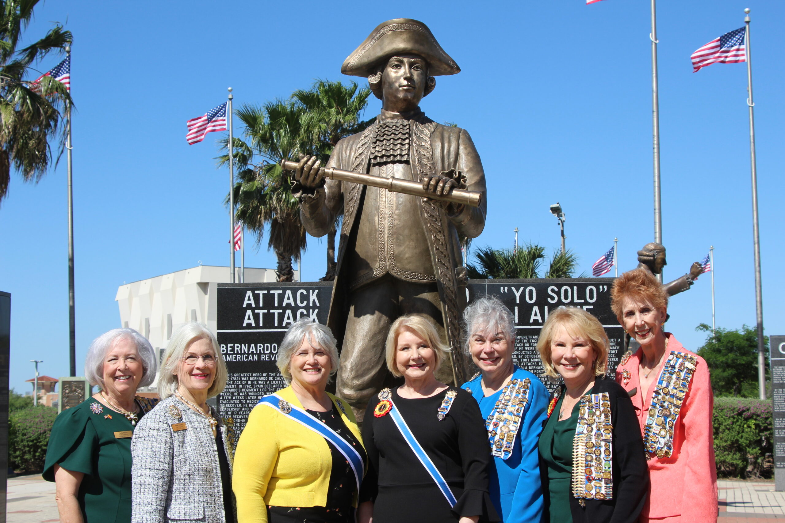 State Officers at the March 26, 2024, dedication of the NSDAR Bernardo de Galvez statue